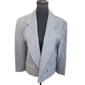 Vintage Pendleton Womens 12 Grey Classic Tweed Blazer Jacket 100% Virgin Wool